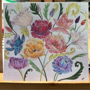 Color pencil art poppies printout